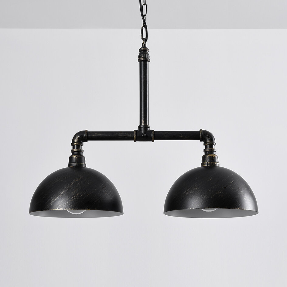 Suspension industrielle Libra noire et bronze