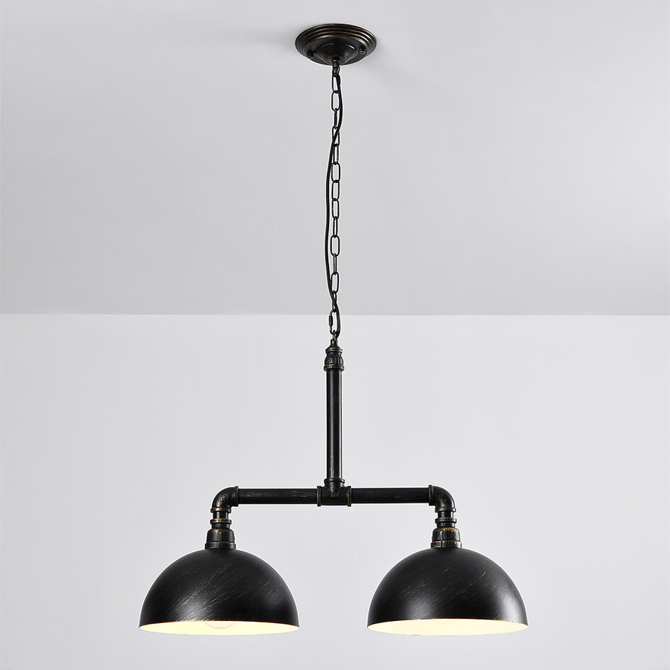 Lampe suspendue industrielle noire et bronze - Libra