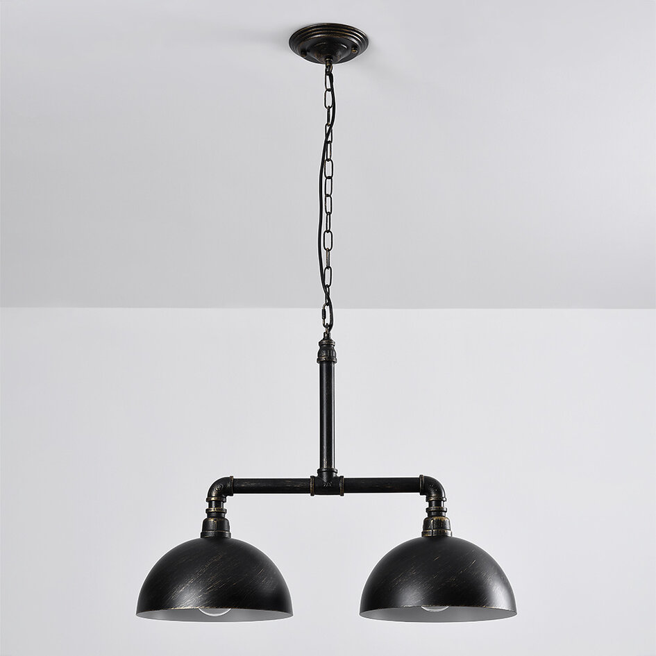 Suspension industrielle Libra noire et bronze
