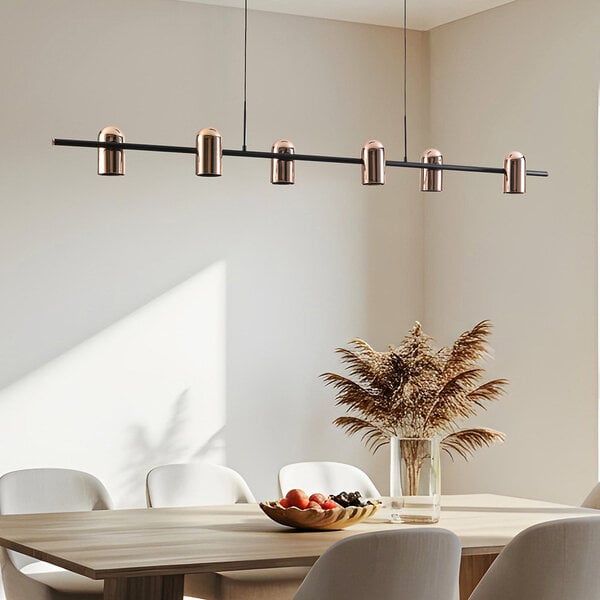 Suspension Kyo 6 lumières en noir et doré
