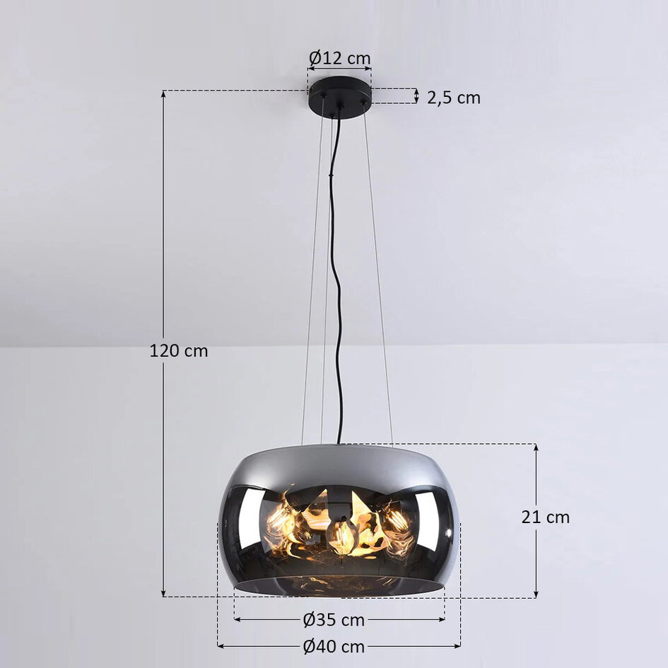 Lampe design en verre fumé à 3 lumières - Serres