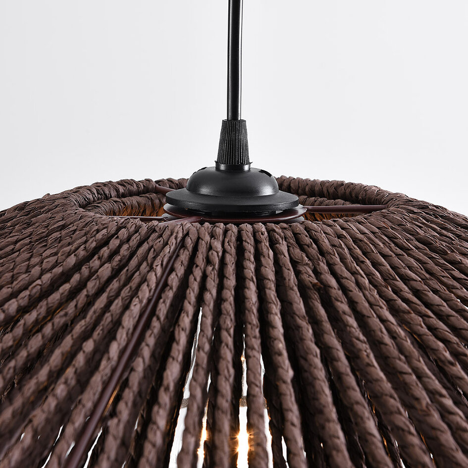 Lampe suspendue en corde tressée à la main brune - Osaka