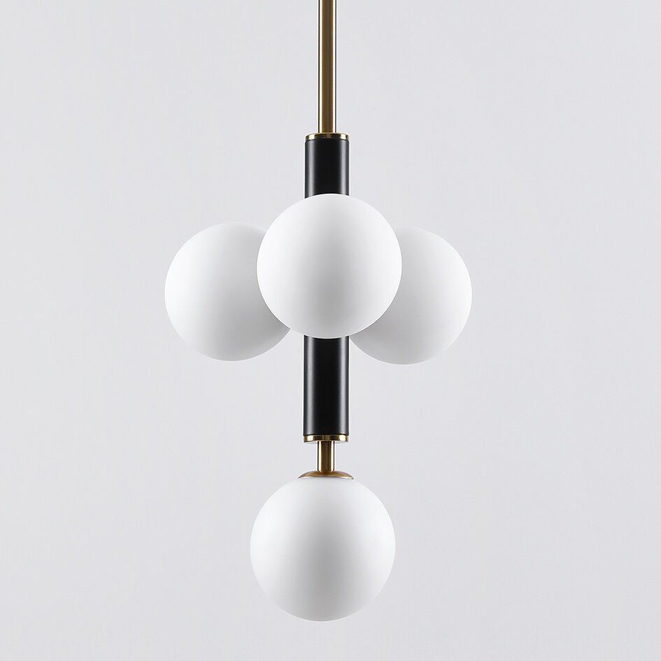 Suspension avec verre blanc laiteux, 4 lumières - Lennard