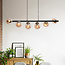 Suspension design 6 lumières Guadeloupe - noir et verre ambré