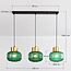 Suspension Inya 3 lumières en verre vert - vert et doré