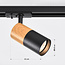 Spot sur rail monophasé noir avec aspect bois acajou - Linn