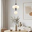 Suspension Lennard 4 lumières avec globes en verre opalin - noir