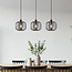 Lampe suspendue Dilan avec verre fumé, 3-lumières - noir