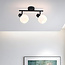 Plafonnier noir Phiene avec 2 spots en verre blanc laiteux orientables