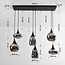 Suspension Loic 6 lumières - noir, verre fumé gris et effet miroir