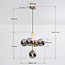 Suspension moderne, 5 lumières Kenji - verre fumé à effet miroir