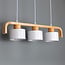 Suspension Rosie 3 lumières rétro avec bois - blanc et bois