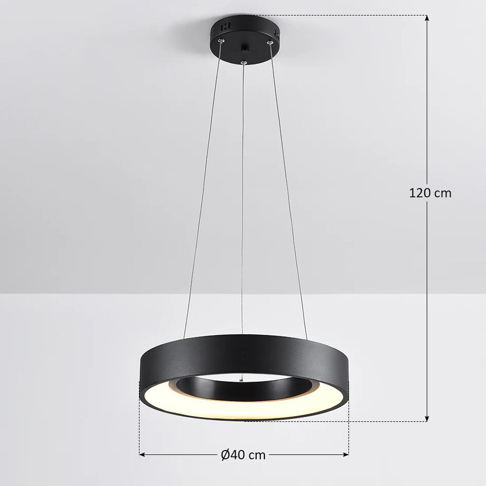 Suspension moderne Roundy en métal noir mat