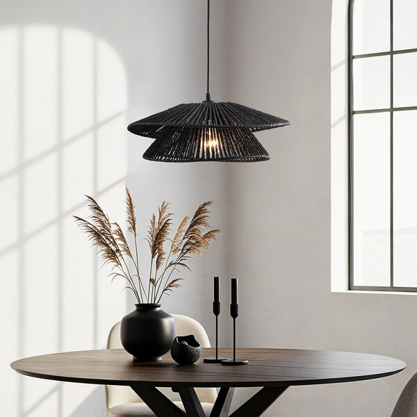 Lampe suspendue en corde noire - Osaka