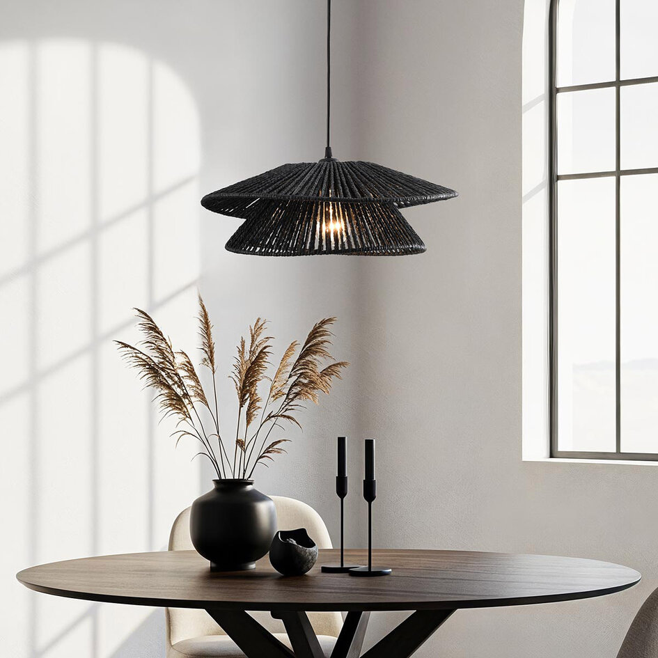 Lampe suspendue en corde noire - Osaka