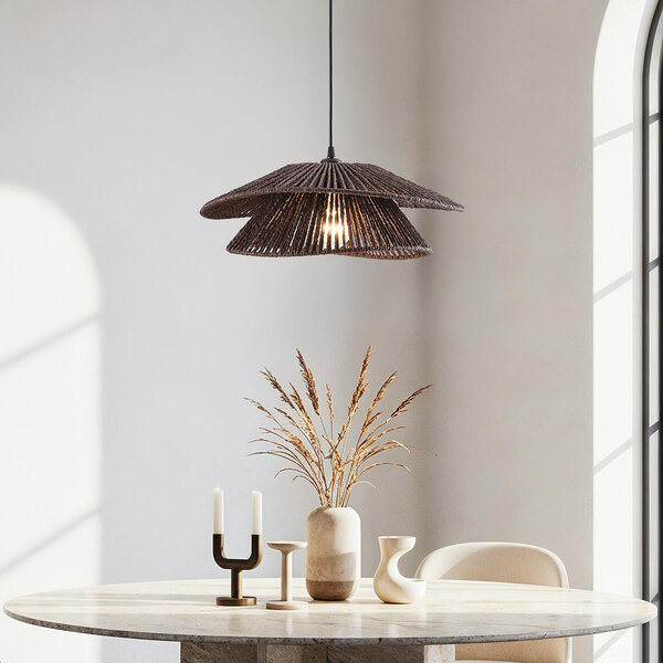 Lampe suspendue en corde tressée à la main brune - Osaka