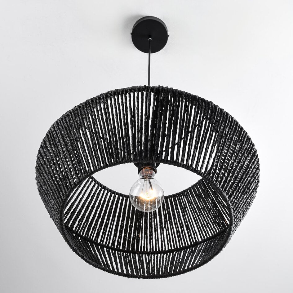 Lampe suspendue en corde tressée Nara - noir