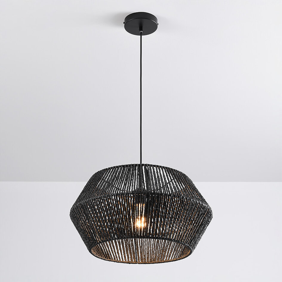Lampe suspendue en corde tressée Nara - noir