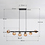 Suspension design 6 lumières Guadeloupe - noir et verre ambré