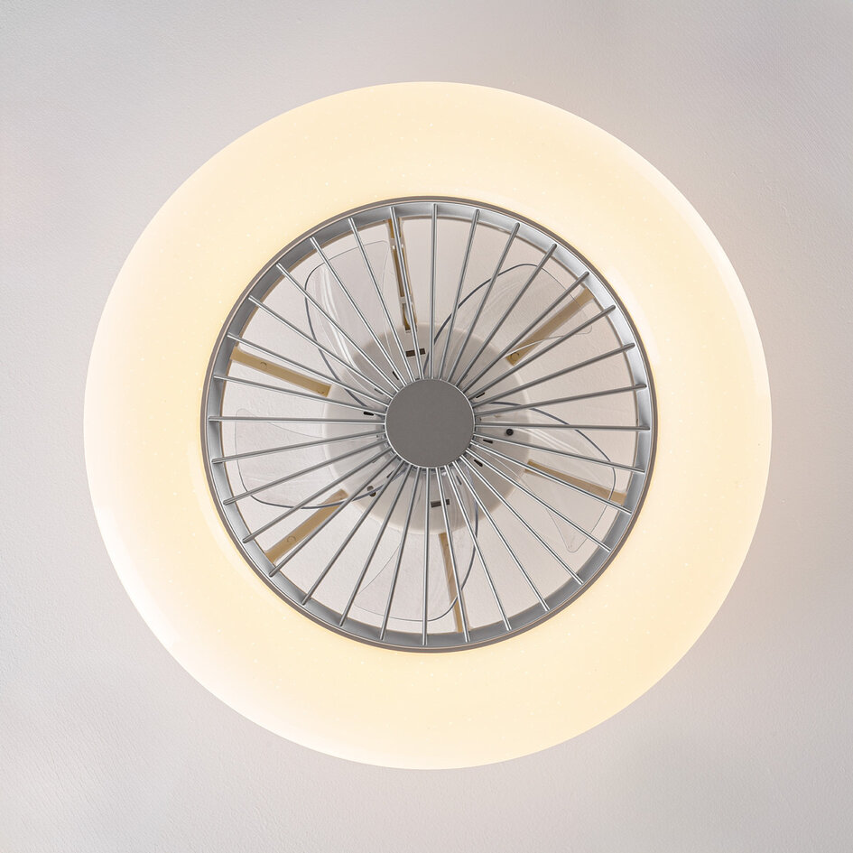 Ventilateur de plafond  gris et blanc avec télécommande, application TUYA et RGBWW - Mira