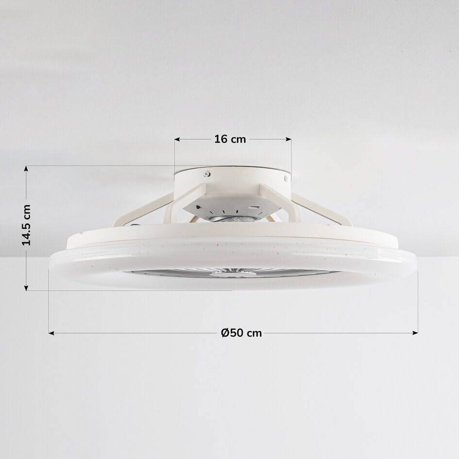 Ventilateur de plafond  gris et blanc avec télécommande, application TUYA et RGBWW - Mira