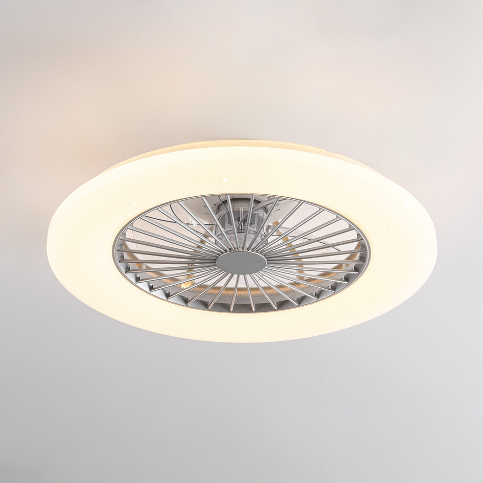 Ventilateur de plafond  gris et blanc avec télécommande, application TUYA et RGBWW - Mira