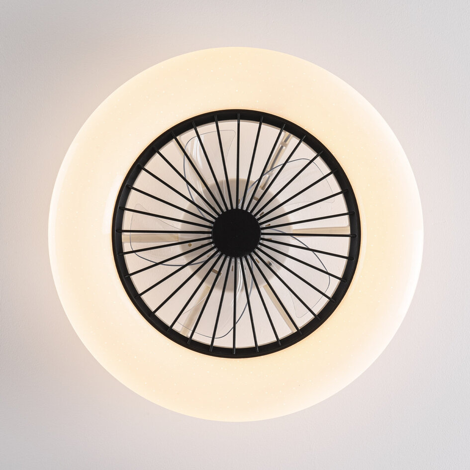 Ventilateur de plafond noir et blanc avec télécommande, application TUYA et RGBWW - Mira