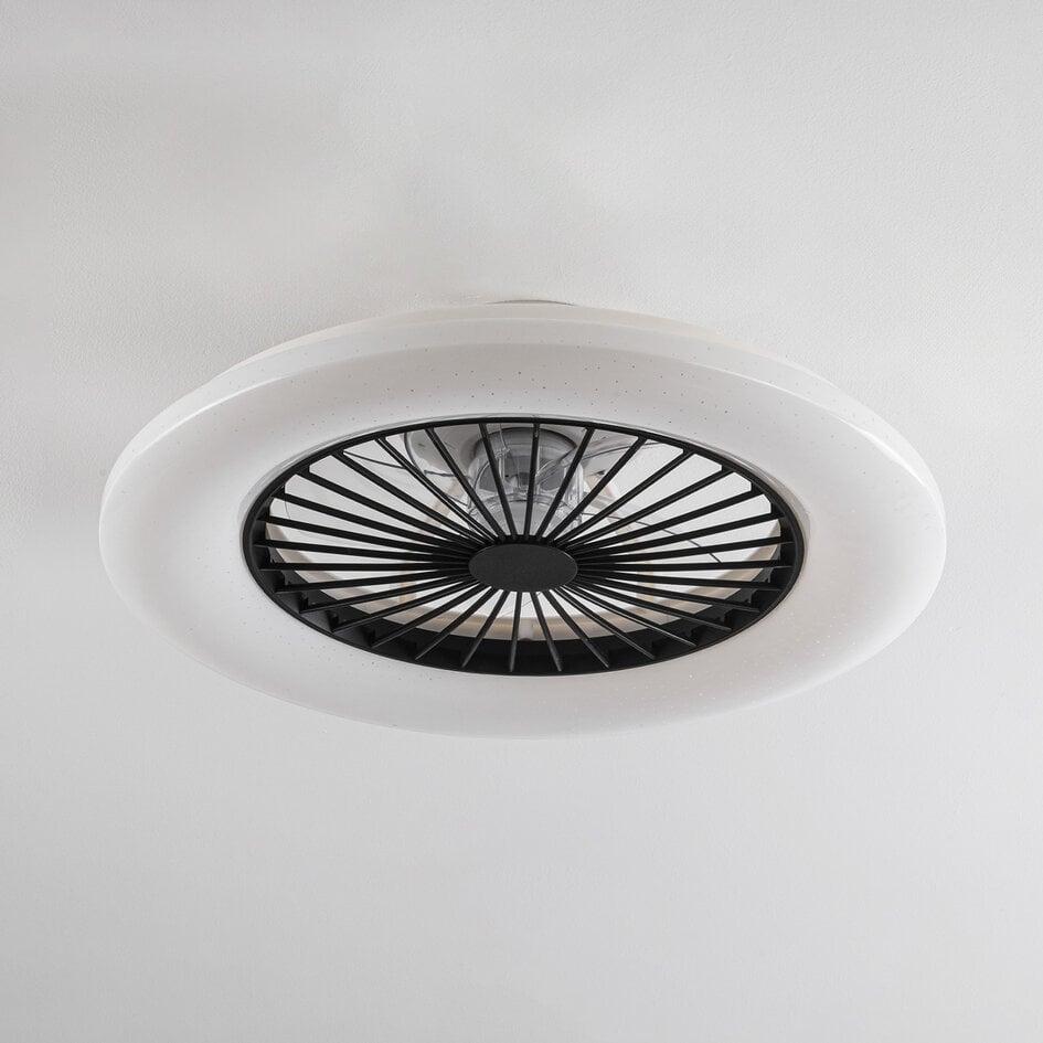 Ventilateur de plafond noir et blanc avec télécommande, application TUYA et RGBWW - Mira
