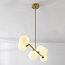 Suspension design dorée avec verre blanc laiteux, 6 lumières - Aster