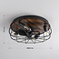 Ventilateur de plafond industriel noir et fond effet bois - Fistik