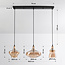 Suspension Maracas 3 lumières - noir et verre ambré