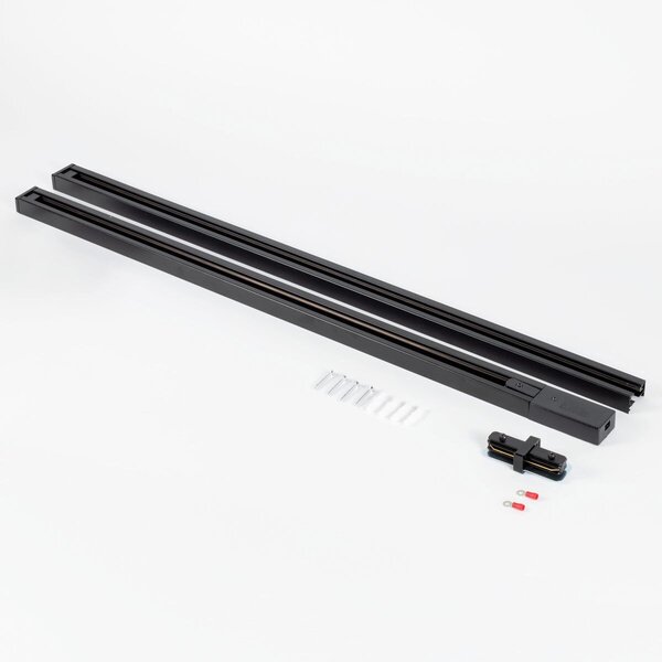 Kit de démarrage de 1,5 mètre pour éclairage sur rail monophasé - noir