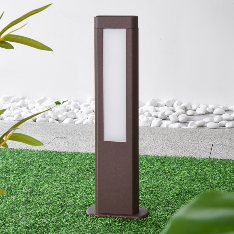 Lampe d'extérieur sur pied Stein brune à LED intégrée