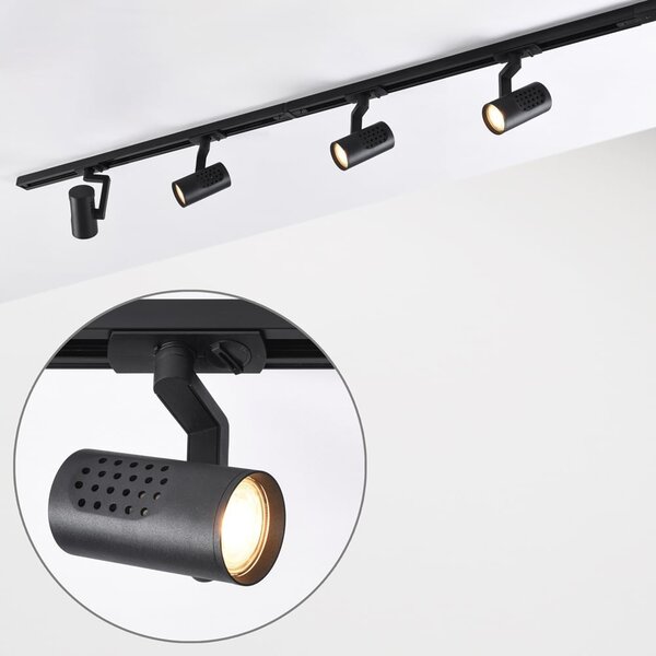 Système de rail monophasé design 1,5 mètre avec spots Fem - noir