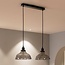 Lampe suspendue industrielle avec verre fumé, 2 lumières - Esper