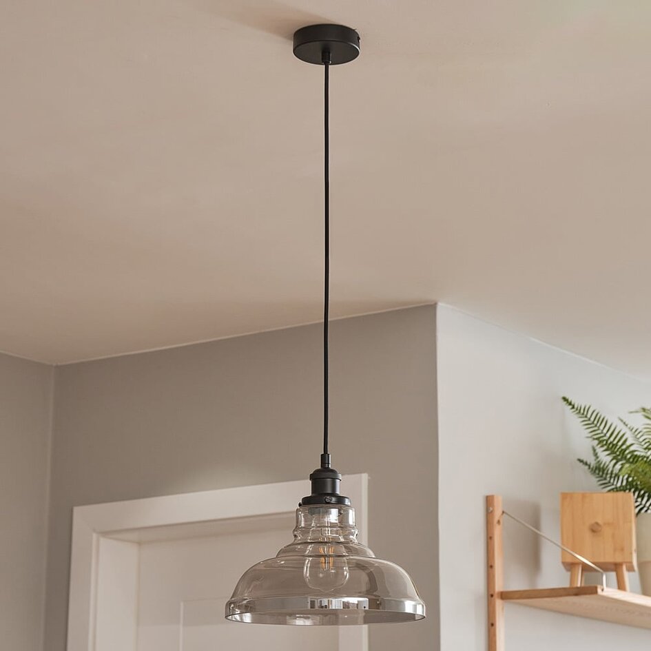 Suspension rustique avec verre fumé, 1 lumière - Ebbe