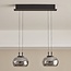 Suspension Katla - noir et verre fumé avec LED à intensité variable sur 3 niveaux