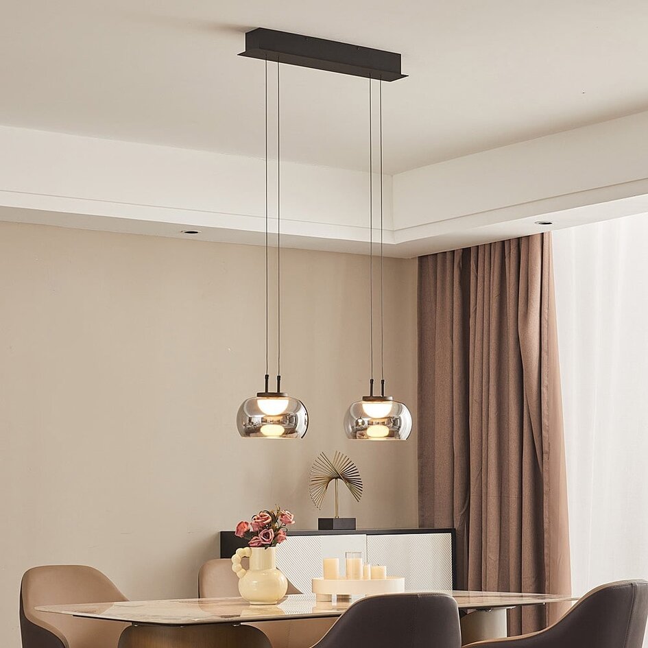 Suspension noire avec verre fumé et 3 niveaux de luminosité - Katla