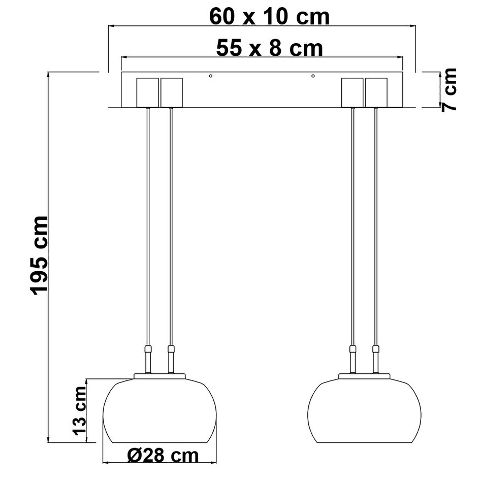 Suspension noire avec verre fumé et 3 niveaux de luminosité - Katla