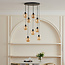 Suspension noire avec verre ambré, 9 lumières - Alturas