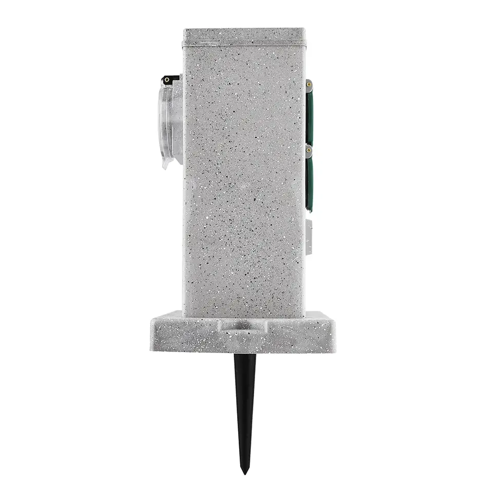 Prise extérieure double IP44 avec minuterie - aspect pierre