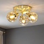 Plafonnier rond doré avec verre ambré, 3 lumières - Jenthe