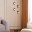 Lampadaire noir avec verre gris fumé à effet miroir, 4 lumières - Jesse