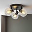 Plafonnier rond noir avec verre transparent, 3 lumières - Jenthe