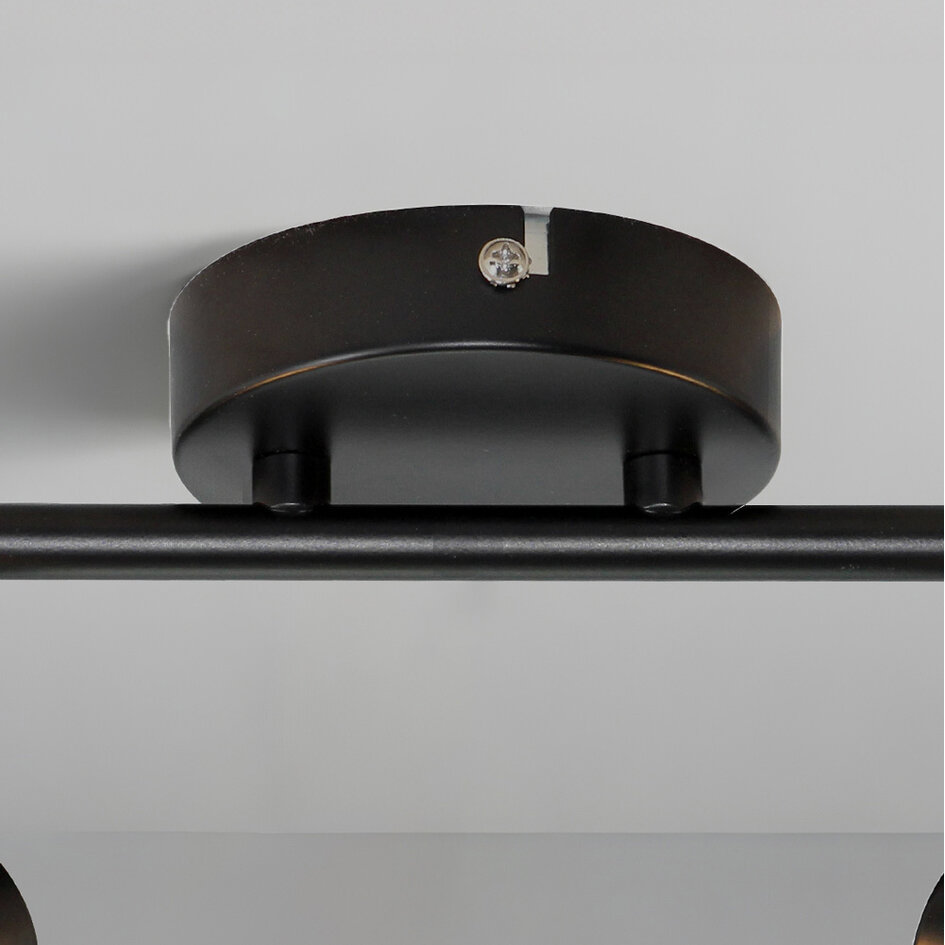 Plafonnier moderne noir avec verre transparent, 2 lumières - Jenthe