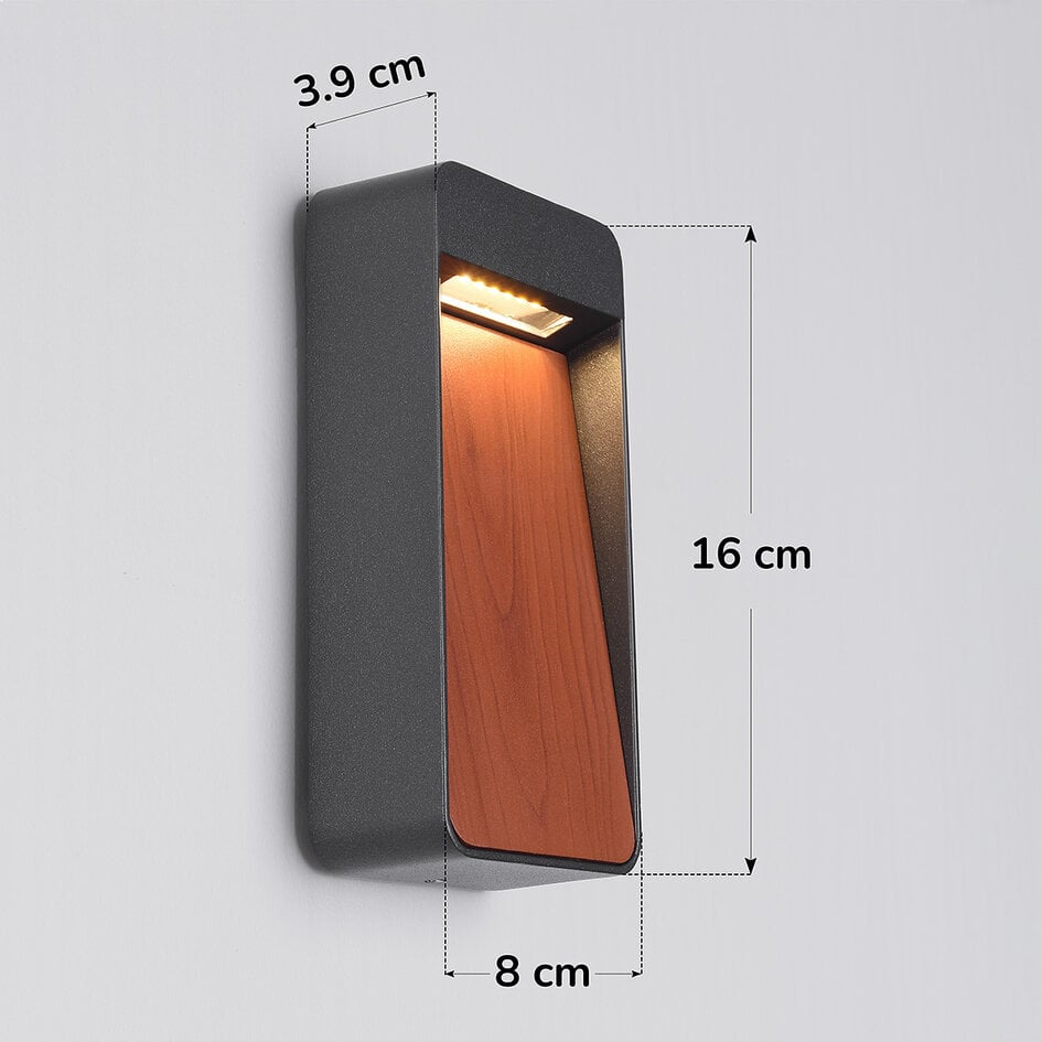 Applique murale extérieure Fico aspect bois - anthracite avec LED intégrée