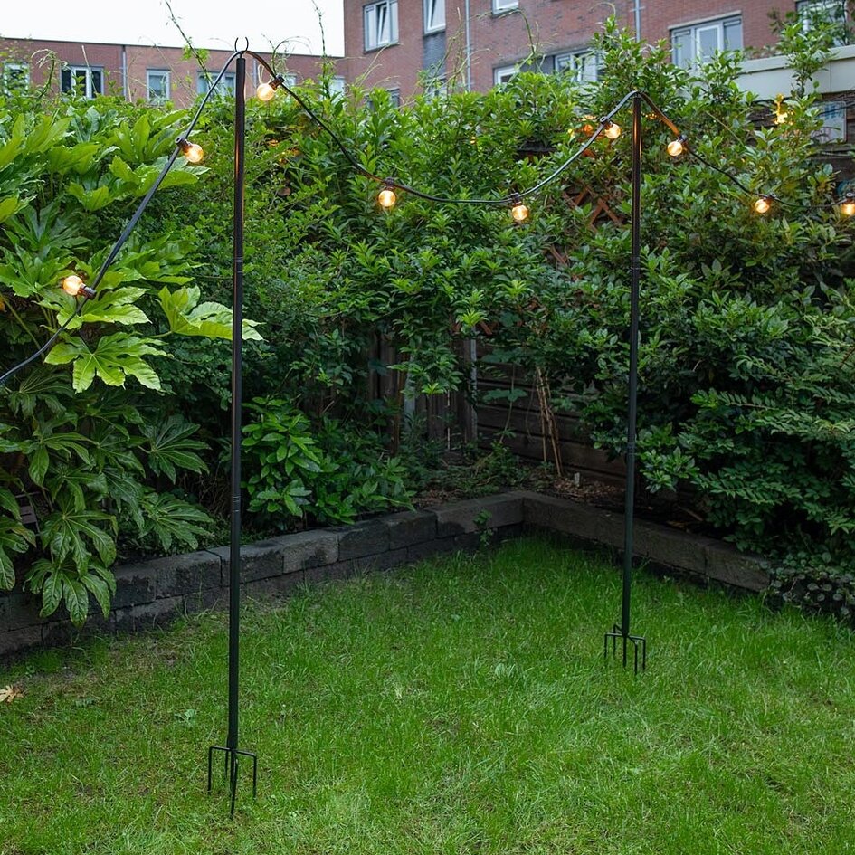 Poteaux métalliques pour lampadaires et cordons lumineux - lot de 2