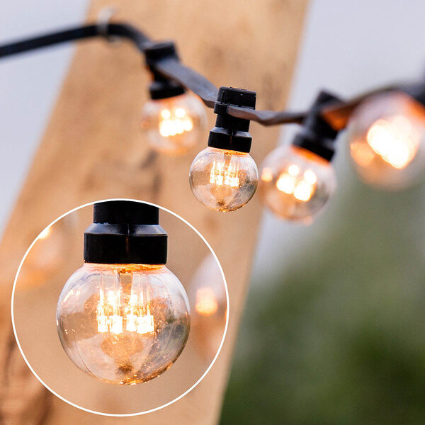Guirlande lumineuse d'extérieur de 0,7 W avec ampoules LED blanc extra chaud