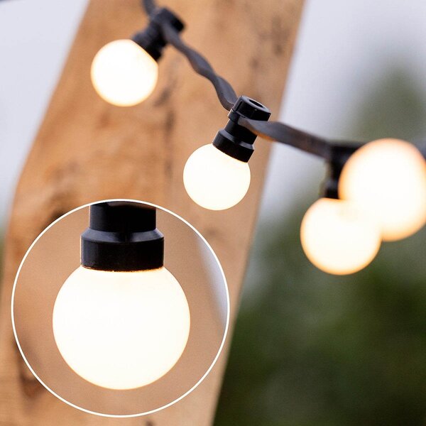 Guirlande lumineuse extérieure 1W avec ampoules LED blanc laiteux
