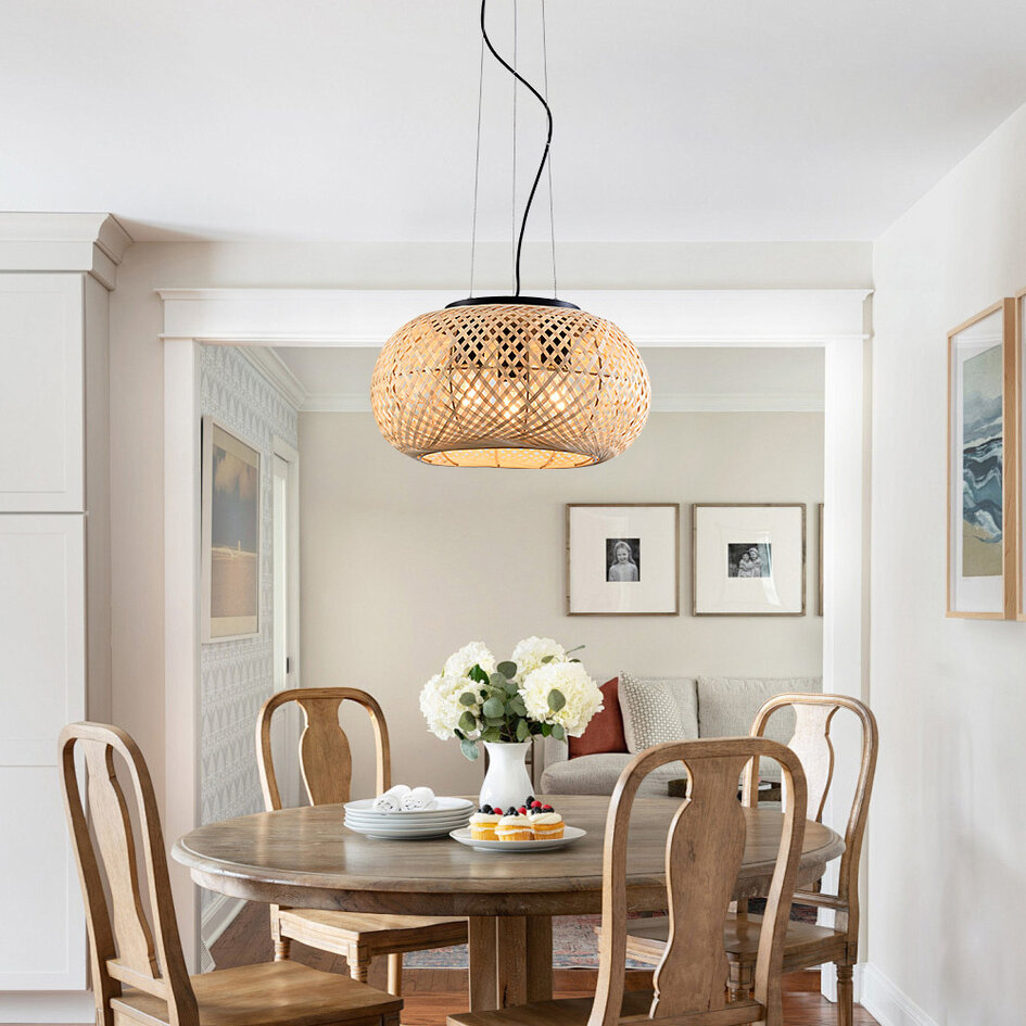 Lampe suspendue en bambou, 3 lumières - Cerise